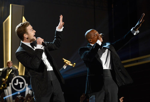Justin Timberlake and Jay-Z performed together.
Justin Timberlake and Jay-Z performed together.