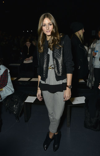 Olivia Palermo paired checkered pants with a matching top, then layered on a metallic black jacket at the Tibi show.
Olivia Palermo paired checkered pants with a matching top, then layered on a metallic black jacket at the Tibi show.