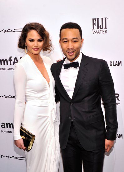 Christine Teigen and John Legend stayed close at the NYC gala.
Christine Teigen and John Legend stayed close at the NYC gala.