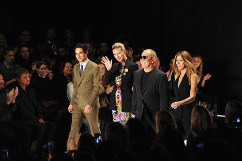 Heidi Klum, Michael Kors, Nina Garcia, and Zac Posen took their seats at the Project Runway fashion show in NYC on Friday.
Heidi Klum, Michael Kors, Nina Garcia, and Zac Posen took their seats at the Project Runway fashion show in NYC on Friday.