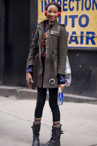 A little nostalgia-inspired style, right down to her striped socks and combat boots.
A little nostalgia-inspired style, right down to her striped socks and combat boots.