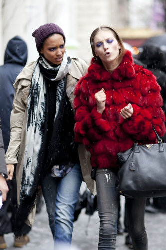 This duo made staying warm look effortless in a beanie and anorak and a bright red fur, respectively.
This duo made staying warm look effortless in a beanie and anorak and a bright red fur, respectively.
