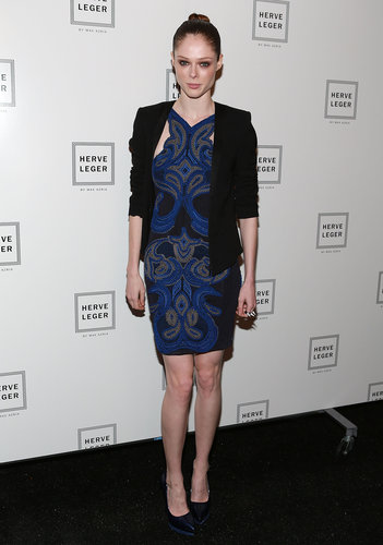 Coco Rocha showcased a black and blue pairing at the Hervé Léger show.
Coco Rocha showcased a black and blue pairing at the Hervé Léger show.