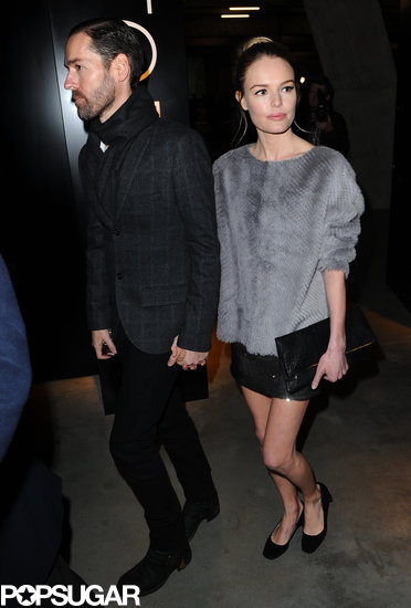 Kate Bosworth and Michael Polish arrived at Topshop's London show hand in hand.
Kate Bosworth and Michael Polish arrived at Topshop's London show hand in hand.