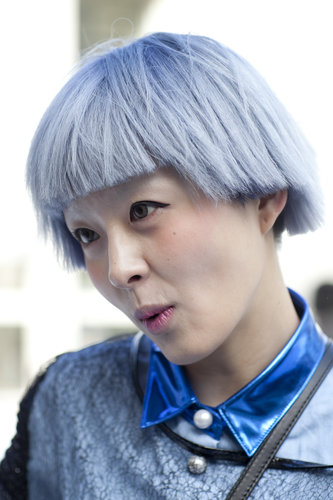 A short, geometric crop looked even cooler when jazzed up with a silvery-blue hue.
A short, geometric crop looked even cooler when jazzed up with a silvery-blue hue.