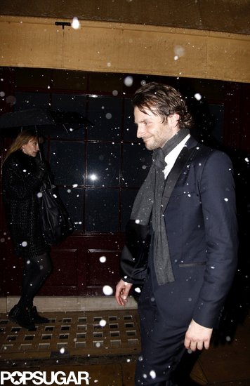 Bradley Cooper stayed warm with a scarf.
Bradley Cooper stayed warm with a scarf.