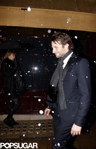Bradley Cooper stayed warm with a scarf.
Bradley Cooper stayed warm with a scarf.
