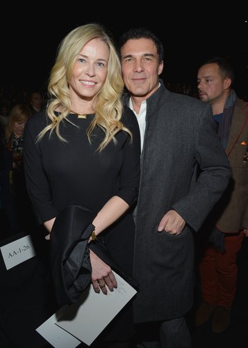 Chelsea Handler cuddled up with André Balazs at Diane von Furstenberg's Saturday show.
Chelsea Handler cuddled up with André Balazs at Diane von Furstenberg's Saturday show.