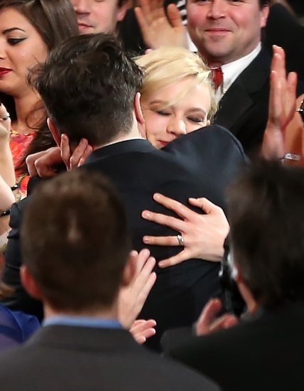 Carey Mulligan hugged her husband, Marcus Mumford, after his big win with Mumford & Sons.
Carey Mulligan hugged her husband, Marcus Mumford, after his big win with Mumford & Sons.