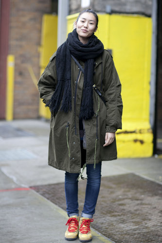 A slouchy anorak was the focal point in this dressed-down moment.
A slouchy anorak was the focal point in this dressed-down moment.