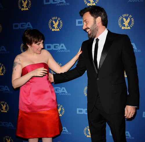 Ben Affleck had a moment with Lena Dunham on the Directors Guild of America Awards red carpet.
Ben Affleck had a moment with Lena Dunham on the Directors Guild of America Awards red carpet.