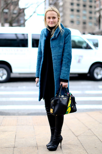 Mary-Kate Steinmiller kept polished in a chic fur coat and a classic LBD.
Mary-Kate Steinmiller kept polished in a chic fur coat and a classic LBD.