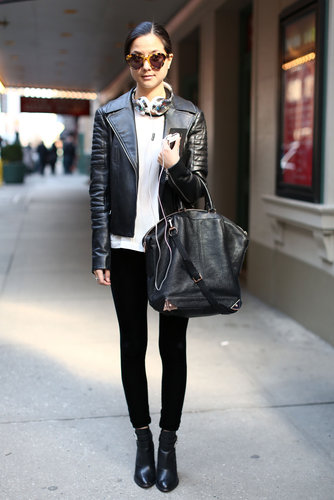 The quintessential Wang bag and a leather jacket have that city-slick vibe.
The quintessential Wang bag and a leather jacket have that city-slick vibe.
