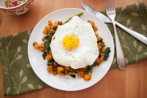 Sweet Potato and Kale Hash with a Fried Egg
