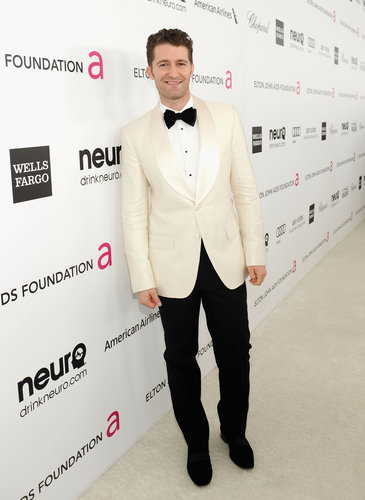 Matthew Morrison wore a white jacket to Elton John's Oscar party in LA.
Matthew Morrison wore a white jacket to Elton John's Oscar party in LA.