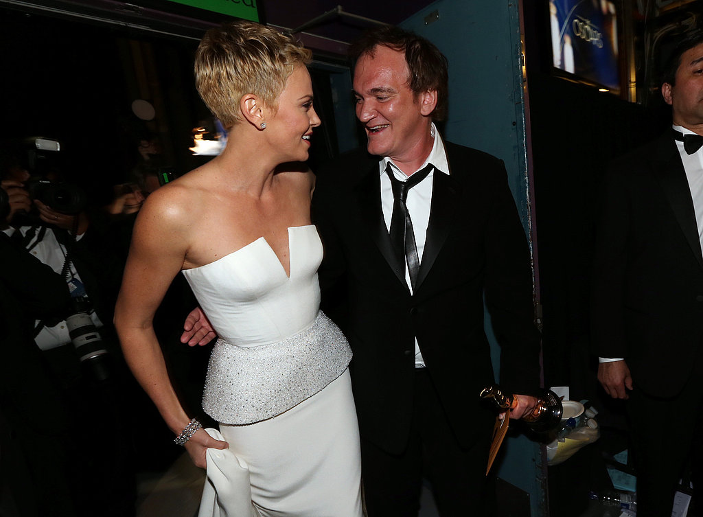 Charlize Theron and Quentin Tarantino mingled backstage at the Oscars.
Charlize Theron and Quentin Tarantino mingled backstage at the Oscars.