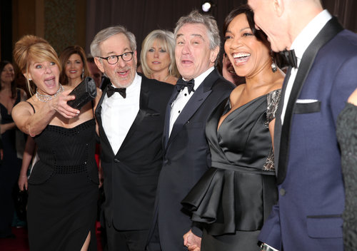 Steven Spielberg and his wife, Kate Capshaw, had a laugh with Daniel Day-Lewis, Robert De Niro, and his wife, Grace Hightower De Niro.
Steven Spielberg and his wife, Kate Capshaw, had a laugh with Daniel Day-Lewis, Robert De Niro, and his wife, Grace Hightower De Niro.