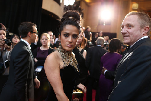 Salma Hayek was surprised to find a photographer behind her.
Salma Hayek was surprised to find a photographer behind her.