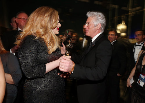 Adele Adkins and Richard Gere backstage at the 2013 Oscars.
Adele Adkins and Richard Gere backstage at the 2013 Oscars.