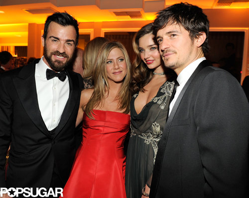 Justin Theroux, Jennifer Aniston, Miranda Kerr, and Orlando Bloom posed for a couples' picture at the Vanity Fair Oscars party.
Justin Theroux, Jennifer Aniston, Miranda Kerr, and Orlando Bloom posed for a couples' picture at the Vanity Fair Oscars party.