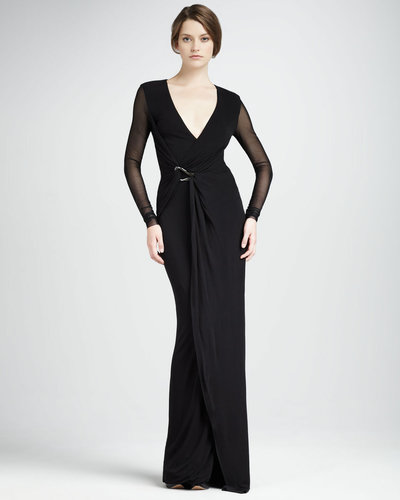 Halston Heritage Jersey Wrapped Gown