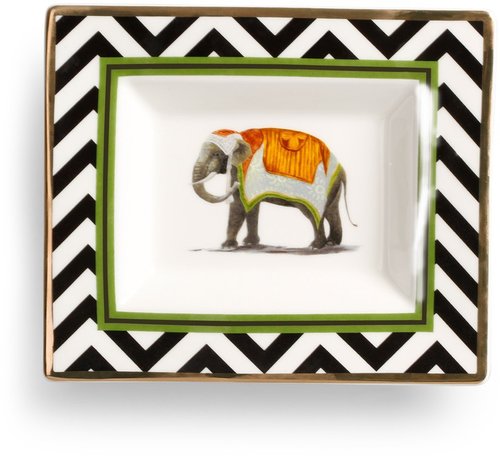Black and White Elephant Plate