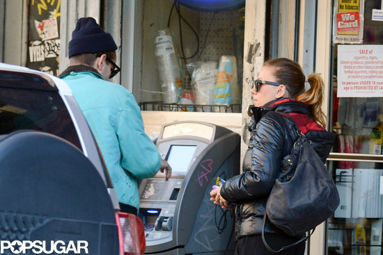 Scarlett Johansson and Romain Dauriac stopped at an ATM in NYC.
Scarlett Johansson and Romain Dauriac stopped at an ATM in NYC.