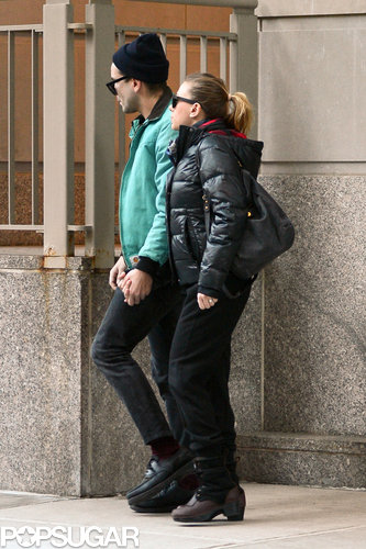 Scarlett Johansson Steps Out With Her Boyfriend — and a Diamond Ring Scarlett Johansson Steps Out With Her Boyfriend — and a Diamond Ring