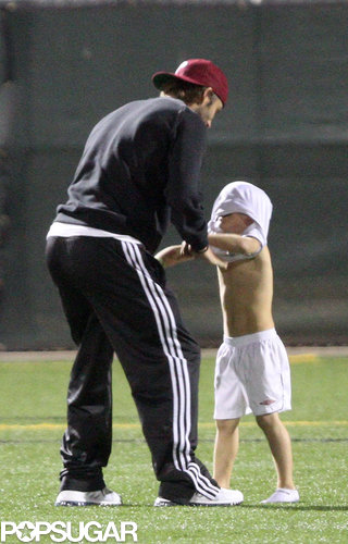 David Beckham played around with Cruz on the soccer field in LA in October 2010.
David Beckham played around with Cruz on the soccer field in LA in October 2010.