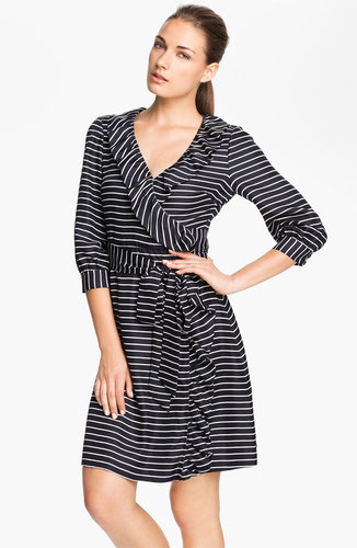 Kate Spade's Daniella Stripe Silk Wrap Dress ($428) may not be designed for expectant mamas, but it works great for them, too. With a higher neckline than a traditional wrap dress and a hook-and-eye closure at the neck, it can accommodate growing bustlines as well.
Kate Spade's Daniella Stripe Silk Wrap Dress ($428) may not be designed for expectant mamas, but it works great for them, too. With a higher neckline than a traditional wrap dress and a hook-and-eye closure at the neck, it can accommodate growing bustlines as well.
