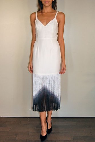 Jen Kao Dry Silk W Ombre Fringe Hem