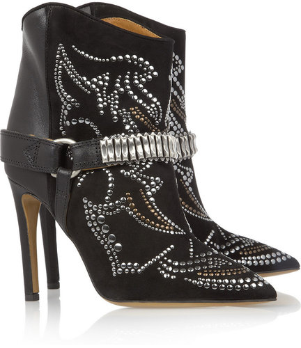 Isabel Marant Milwauke studded suede and leather ankle boots