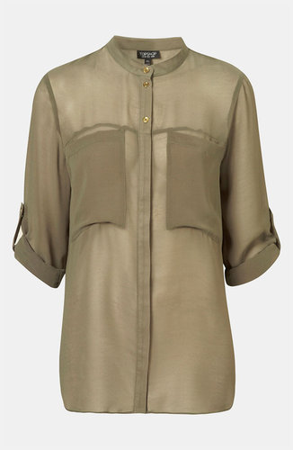 Topshop Slouch Pocket Sheer Shirt