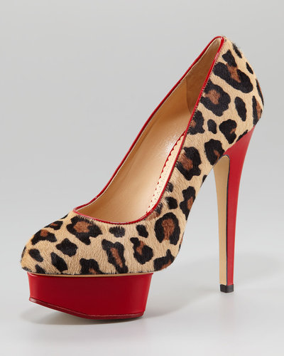Charlotte Olympia Polly Leopard-Print Calf Hair Platform Pump