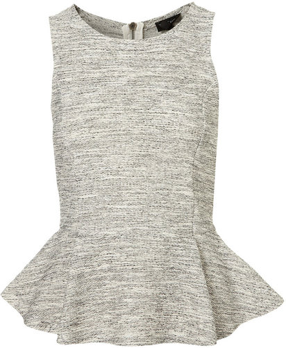 Sleeveless Boucle Peplum Top