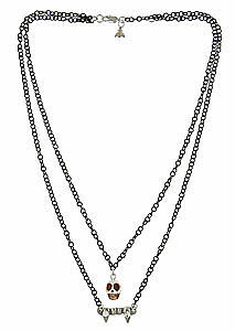 Bee Charming Howlite Skull and Fang Double Strand Necklace