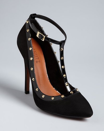 SCHUTZ T-Strap Pointed Toe Platform Pumps - Fiona High Heel