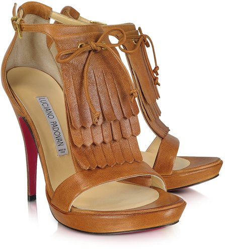 Luciano Padovan Brown Leather Fringed Sandal