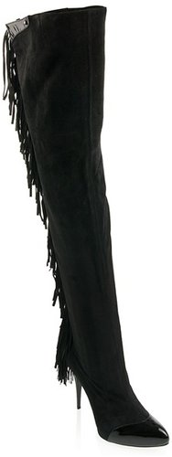 Gianmarco Lorenzi Fringed suede thigh boots