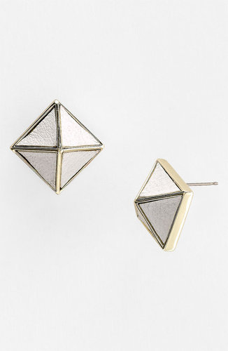 Belle Noel Leather Pyramid Stud Earrings
