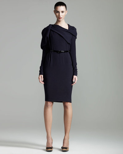 Lanvin Draped Long-Sleeve Dress