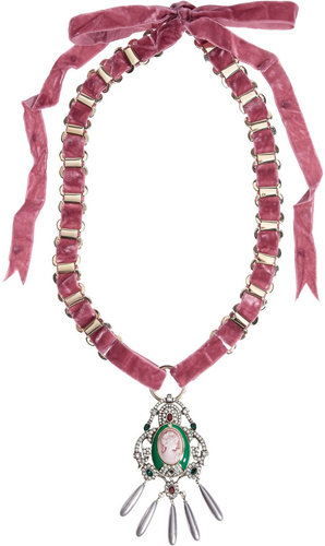 Mawi Velvet and crystal cameo necklace