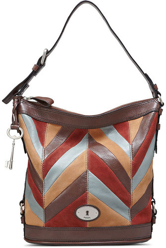Fossil Handbag, Maddox Leather Patchwork Bucket Bag