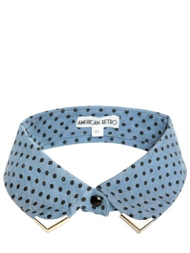 Polka Dot Print Silver Detail Collar
