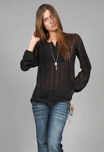 Romantic Blouse in Black - by Gold Hawk
