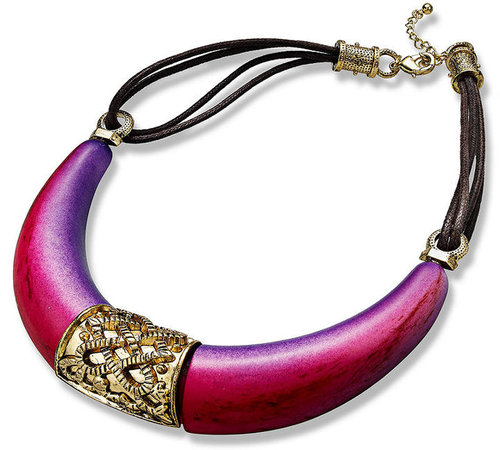 Style&co. Necklace, Gold Tone Fuchsia Frontal Statement Necklace