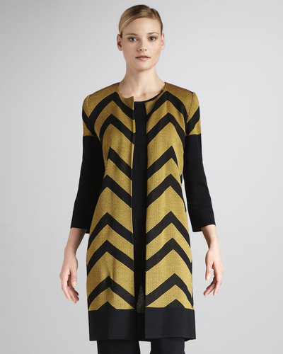 Misook Collection Chevron-Stripe Long Jacket