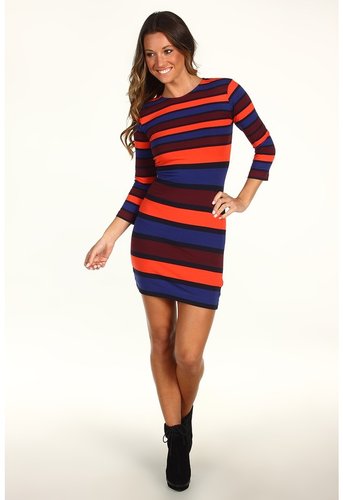 French Connection - Kiren Stripe Dress 71JX8 (Shiraz/Twinkle/Favella Red/Amethyst) - Apparel