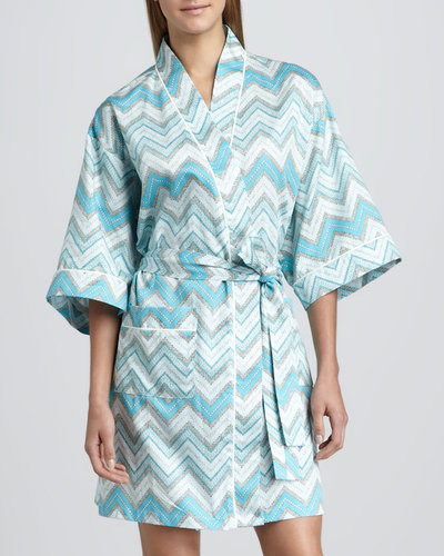 Bedhead Chevron-Stripe Sateen Kimono Robe