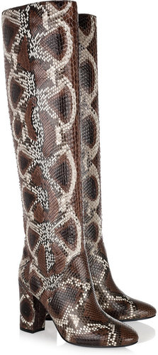 Lanvin Painted python knee boots